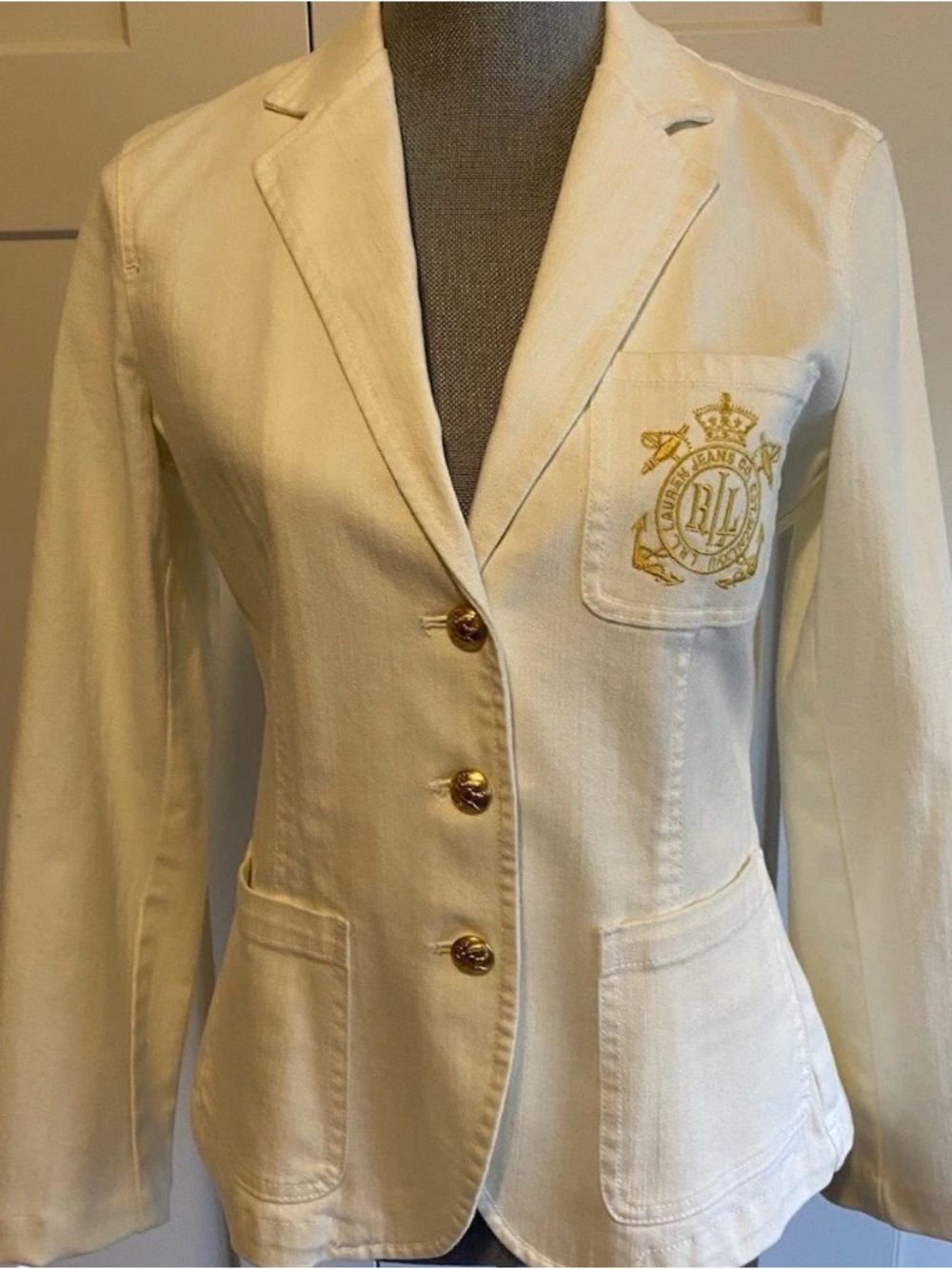 Ralph Lauren Women’s Cream Button-Front Jacket with Gold Buttons M